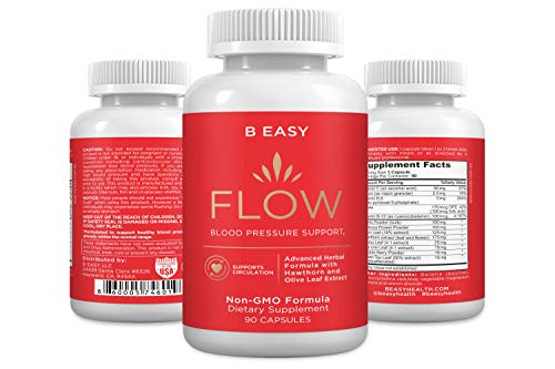 B EASY Flow- Natural Blood Pressure Pills with odorless Garlic Extract and Hawthorn Berry Capsules Anti-Hypertension for Cardiovascular & Circulatory Health - Vitamins & Herbs for Heart Health