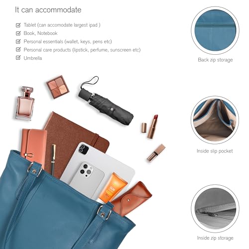 Image of Leather Purse For Women - Real Leather Tote For Women - Ladies Shoulder Handbag For Work, Travel, Casual Use