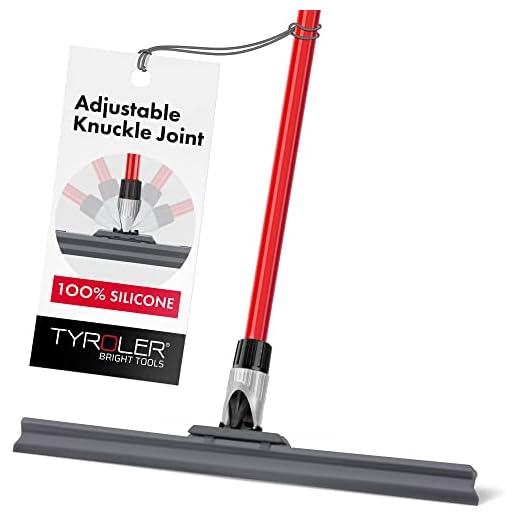 Tyroler Bright Gereedschap Gepatenteerde Vloerwisser Heavy Duty 45 Cm, Solide 100% Siliconen, Lange 4-Delige Handgreep 140 Cm, Verstelbaar Gewricht - Beste Voor Wassen, Drogen, Badkamer, Natte Ruimte, Vloer