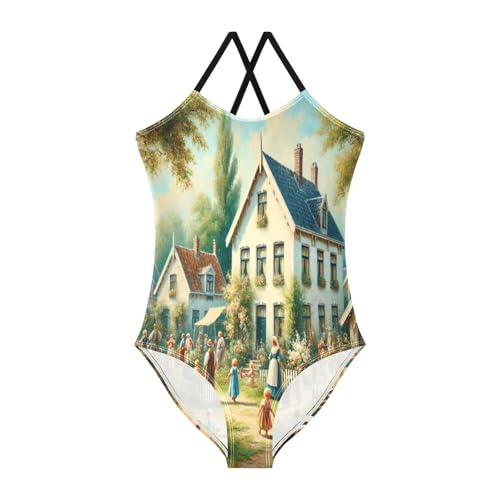 Farmhouse Trees Life Girls Swimsuit Bathing Suit One Piece Swimsuits Summer Beach Swimwear