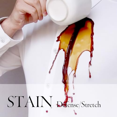 Mens Dress Shirt Long Sleeve Stain Shield Solid Stretch Button Down Shirts Business Date Casual Shirts2