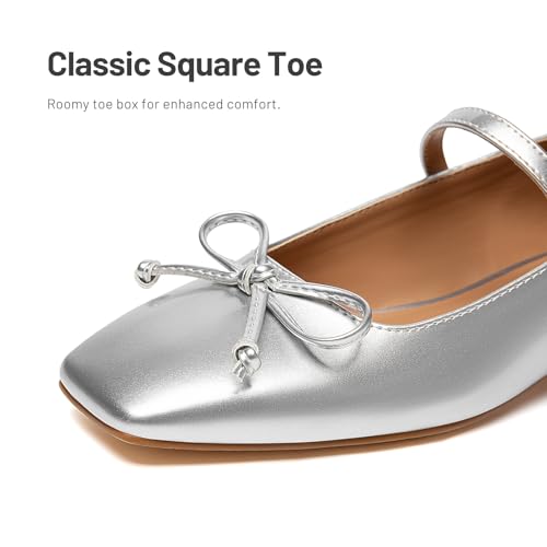 Image of Athlefit Women's Mary Jane Flats Dressy Comfortable Square Toe Ballet Flats Shoes with Buckle Strap