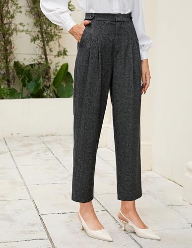 GRACE KARIN Women's High Waisted Pants Dressy Casual Ankle Length Work Office Trouser Slacks with Pockets2