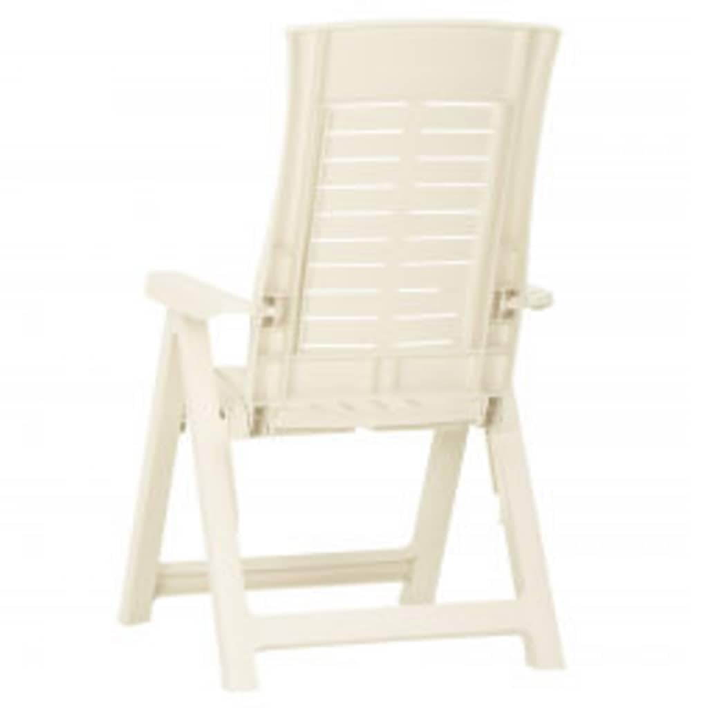 vidaXL 2X Sillas de Jardín Reclinables Plegables Sillón Exterior Balcón Terraza Patio Asiento Butaca Muebles Mobiliario Plástico Blanco