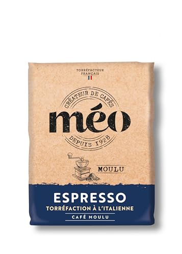 Cafés Méo - Café Moulu Espresso - 6 kg - Intensité 9/10 - Arômes Authentiques, Aromatique - Lot de 6 x 1 kg