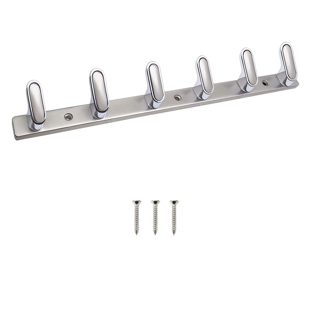 VOLO Premium Door Hangers for Clothes, Door Cloth Hanger, Cloth Hooks/Hanger, Hooks Rail for Hanging Keys, Clothes,Towel (OH-505)(Satin CP) (6 Hook, 1) (B0CWYWC7B8) Amazon Price History, Amazon Price Tracker