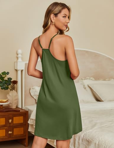 Image of Ekouaer Women Nightgowns Sleeveless Sleepwear Spaghetti Strap Racerback Pajama Dress Nightshirt