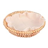 SOIMISS Cesta de Mimbre Tejida Natural para Pan Cesta Redonda Hueca con Diseño Abierto para Cocina y Almacenamiento Vintage