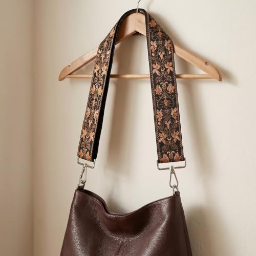 Image of Flower Purse Strap Replacement Embroidery Crossbody Shoulder Strap for Handbag Canvas Purse Extender Accessories