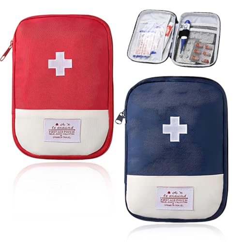 GNALIA 2 Stück Medikamententasche, Reiseapotheke Tas Che,Mini Erste Hilfe TA sche Leer Medizin Aufbewahrungstas Che Tragbar Medikamententasc he für Zuhause Schule Büro Outdoor Reisen