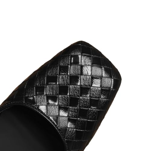 TinaCus Handmade Women's Genuine Leather Weave Buckle Square Toe Mary Jane Flats2
