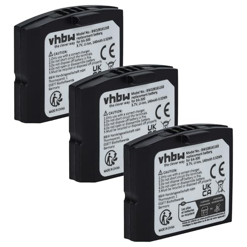 vhbw 3X Batterie Remplacement pour Sennheiser BA300, BA-300, 500898, 523306 pour Casque Audio, écouteurs sans Fil (140mAh, 3,7V, Li-polymère)