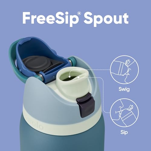Image of Owala FreeSip Insulated Stainless Steel Water Bottle with Straw, BPA-Free Sports Water Bottle, Great for Travel, 40 Oz, Denim