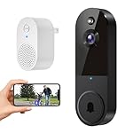 1080P Wireless Video Doorbell Camera with Chime Ringer, Night Vision, Cloud Storage, 2.4GHz Wi-Fi, Smart AI Human Detection, 2-Way Talk, Real-Time Alert, Battery Powered for Home Security (Black)