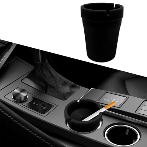 Image of Smokeless Ashtray, Portable Car Ashtrays for Cup Holder, Multifunctional Ashtray with Lid Smell Proof for Car Truck SUV to Keep Car Interior Accessories Tidy, ABS Plastic, Black