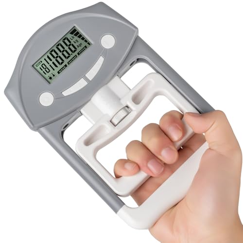 Grip Strength Tester, Hand Grip Dynamometer, Electronic Hand Grip Strength Tester Grip Strengthener Hand Exerciser Meter Digital Hand Grip Training Gauge 220 Lbs / 99 Kgs for Sports, School, Office and Home Use