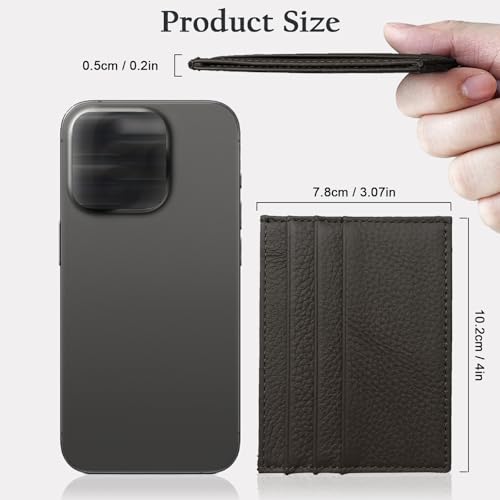 Image of WOXVM Credit Card Holder Wallet RFID Blocking Slim Credit Card Cases Holder Premium Leather Minimalist Front Pocket Small Wallet with 6 Card Slots and 1 Pockets for Men Women (Dark Brown)