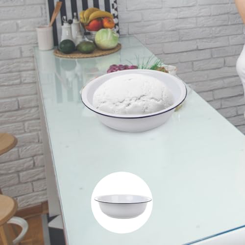 Tazón Esmaltado Grande Blanco Vintage 34 cm miniatura 7