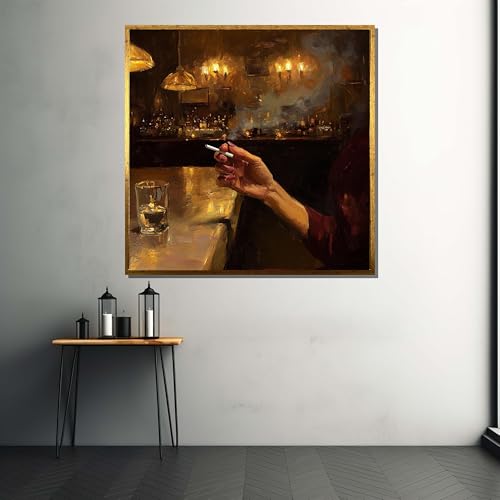 Art à l'atmosphère enfumée tableau vintage noir décoration bar moderne