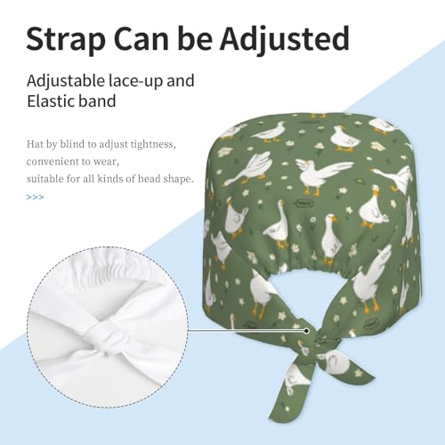 Image of Adjustable Working Cap Breathable Unisex Women Men Elastic Bandage Tie Back Hats Scrub Nursing Doctor Surgeon Cap