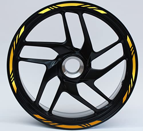 Autocollants pour jantes de moto 17'' POUCES SET COMPLET DE RAYURES stickers pour jantes rayures bord strips pour roues Couleur au choix COD.D0009 (OR)