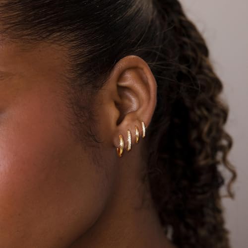4 Pair Small Gold Hoop Earrings for Women Sensitive Ears - Hypoallergenic 14k Real Gold Plated Hoops Zirconia Cartilage Huggie Earrings Set Helix Piercing Earring Gold Jewelry for Women Gift - image 6