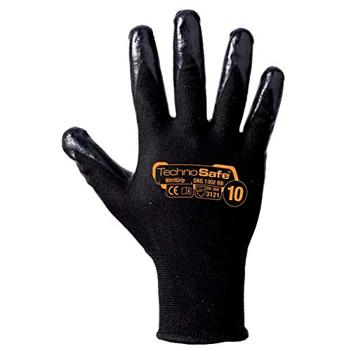 Technosafe gng1302bb10 spalmati Gants en nitrile, noir, 10, lot de 2 pièces Cover