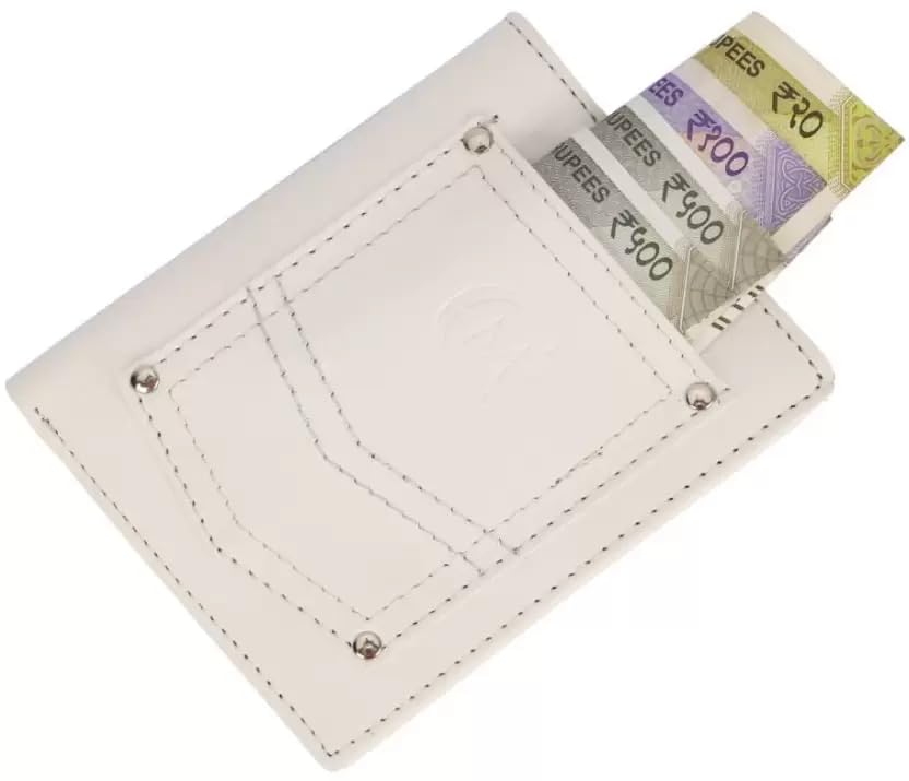 Leather Wallet for Men & Boys | Wallet with Coins Pocket | Slim & Stylish Purse | Desiger and Comfortable | Money Purse | Unique Gift for Men & Women | White |