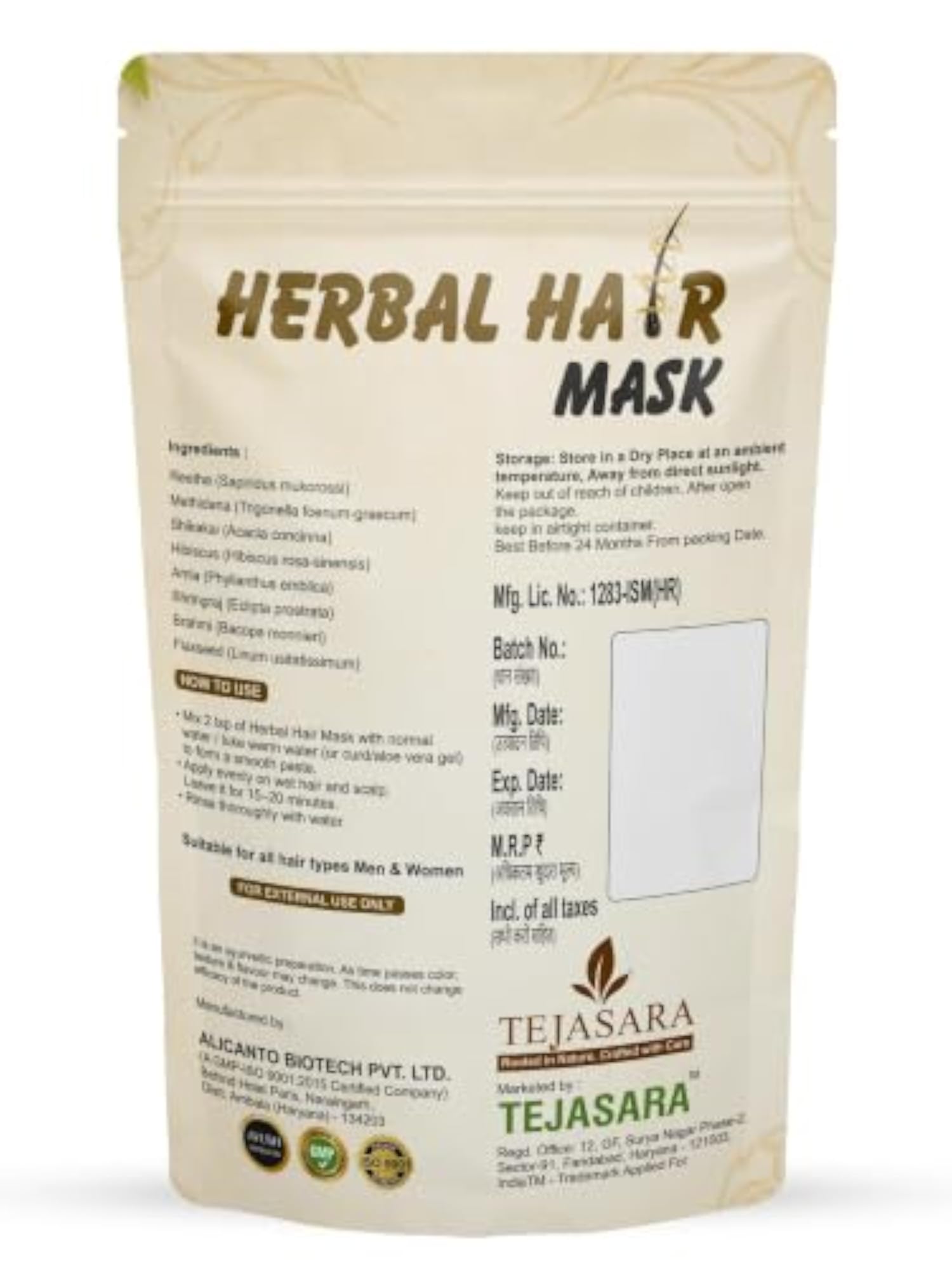 Herbal Hair Mask Powder for Dandruff & Hair Fall, Ayurvedic