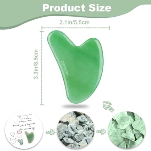 Image of Gua Sha | Facial Massager for Glowing Skin & Anti-Aging | Comes with Damage Protection & Dry-Cold Technology Box | Both-Side Smooth Edge for Puffiness Relief & Sculpting (Green)