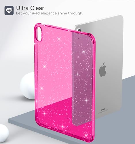 Image of MoKo Clear Case for iPad (A16) 11th Generation 2025, Magenta Glitter