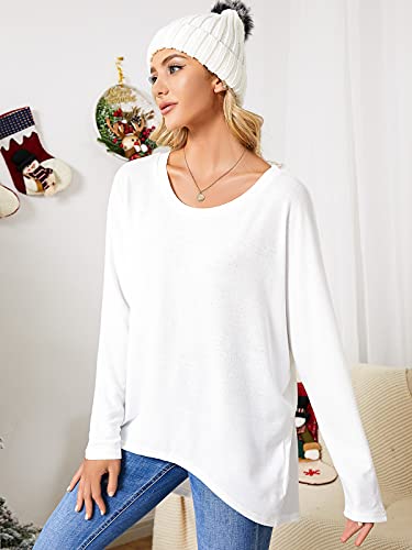 Image of ZANZEA Women's Off The Shoulder Batwing Tops Casual Loose Oversized Tshirts Long Sleeve Fall Pullover Sweater Tops