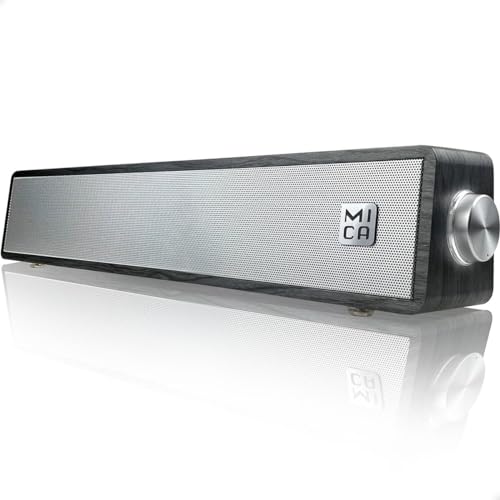 MICA M30T Haut-parleurs PC - Barre de son en bois USB pour ordinateur gris