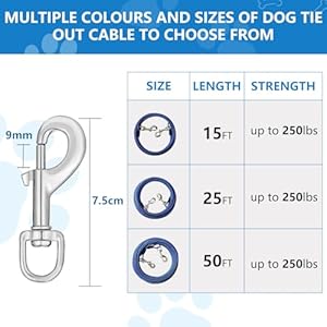 25ft dog tie out cable dog leash heavy duty tie out cable for large dogs up to 500lbs pull force dog runner for yard outdoor and camping blue   cucciolini doodles
