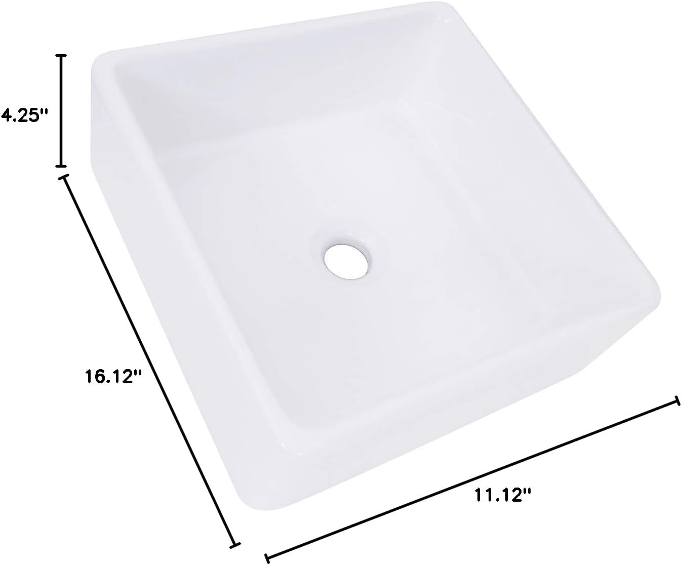 Nantucket Sinks NSV107A 15" Square, White Ceramic Vessel Sink