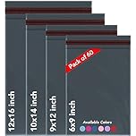 ISOUL 60 Mixed Size Mailing Bags, Self Seal Strong Waterproof Poly Plastic Envelopes for Parcels, Packaging, XS,Small, Medium, Large Mail, Shipping Delivery Bags