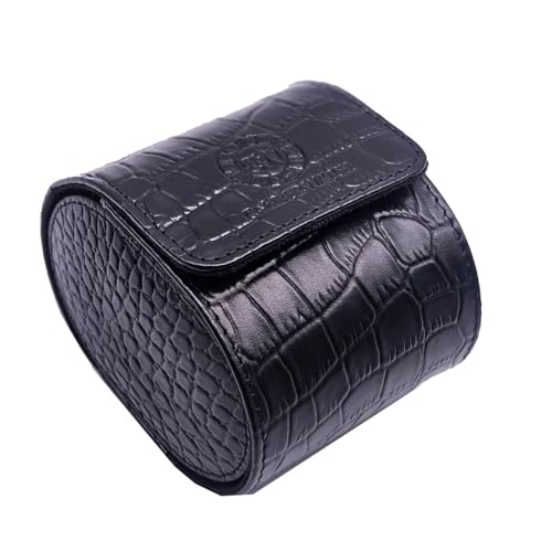 Image of Genuine Napa Leather Watch Roll Travel Case for 3 Watches - Travel Watch Rolls and Leather Watch Display Cases with Velvet Interior - Watch Storage Organizer Men's (Blac - Single)