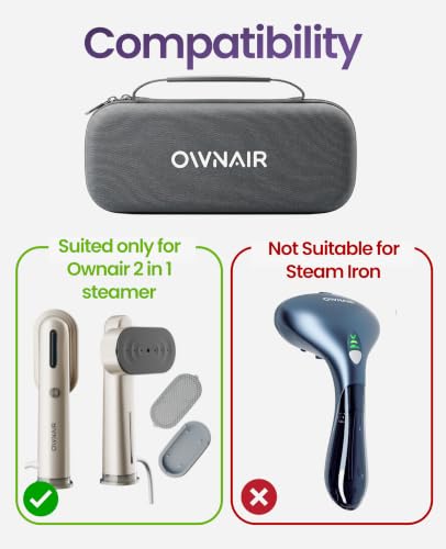 Image of Ownair 2-in-1 Steamer Travel Case - Hard Shell Portable Organizer with Handle, Shockproof & Water-Resistant Carry Bag for Garment Steamer & Accessories, Compact Lightweight Storage (Dark Grey)