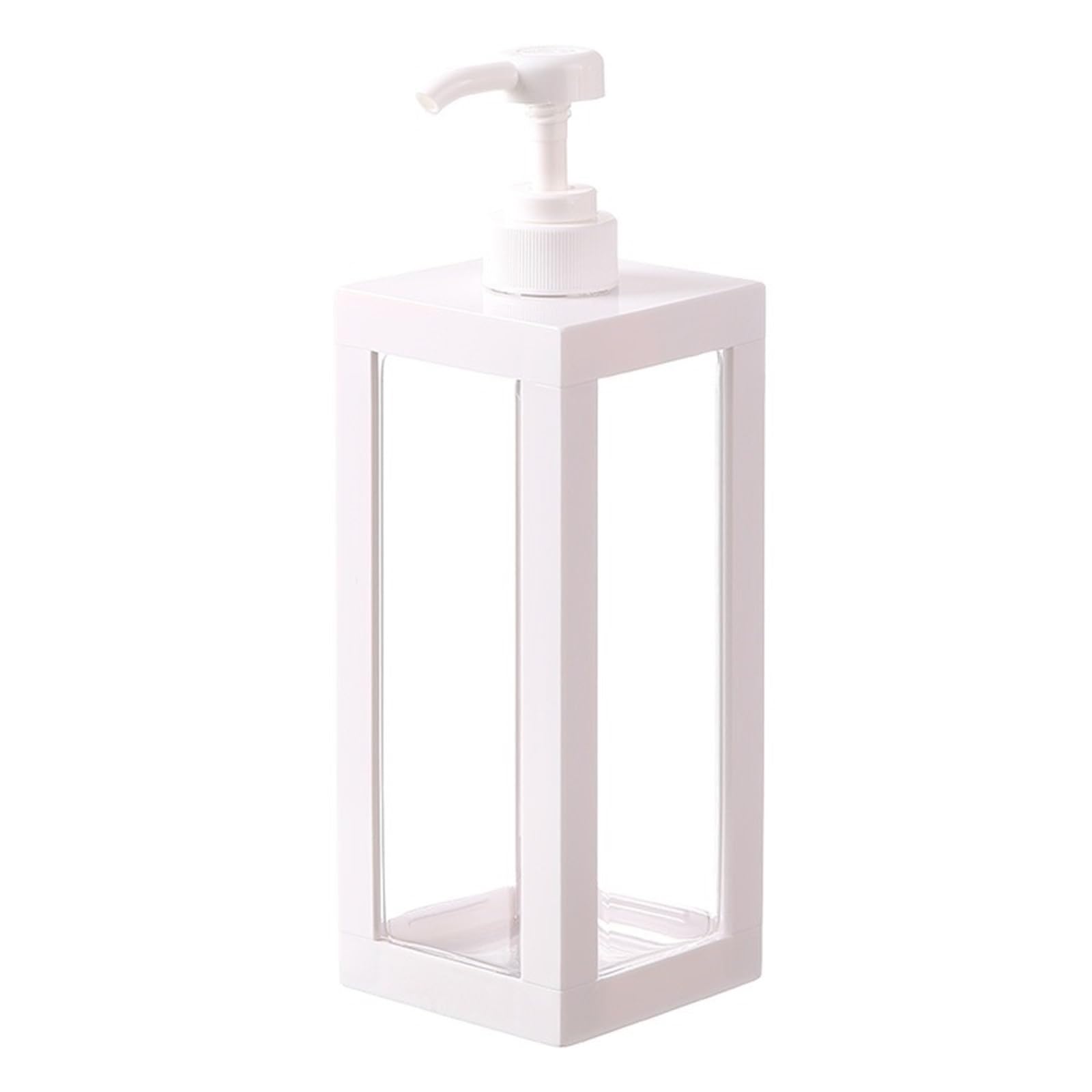 Quavva Push Dispenser Pump Bottle 500ml 750ml 1000ml Clear Plastic Square Refillable Container for Shampoo Body Wash Hand Soap(1000ml-White)