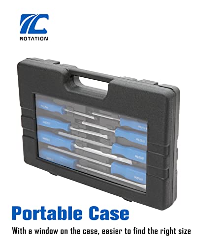 12Pcs Magnetic Go-Thru Screwdriver Set, 6 Phillips And 6 Flat Head Tips Screwdriver For Fastening, Chiseling And Loosening Seized Screws, Multi-Purpose Budget Set #TOP5