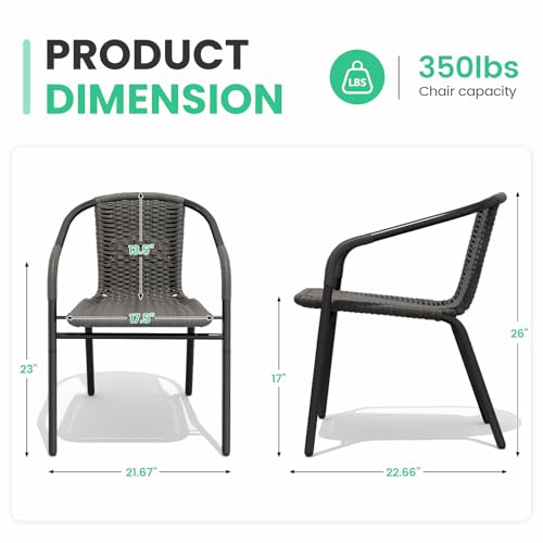 Image of JEAREY Outdoor Patio Rattan Dining Chairs Set of 4, All Weather Stackable Dining Chairs for Lawn, Restaurant, Garden, Grey