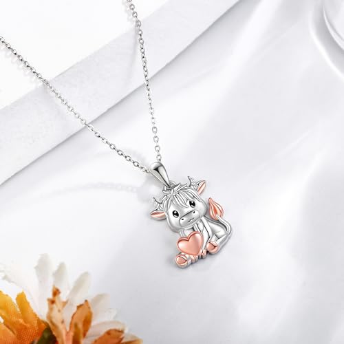 ONEFINITY Highland Cow/Giraffe/Jellyfish/Phoenix/Horseshoe/Horse/Lion/Cardinal/Fairy/Owl/Frog Necklace 925 Sterling Silver Animal Pendant Necklace Jewelry For Men Woman3