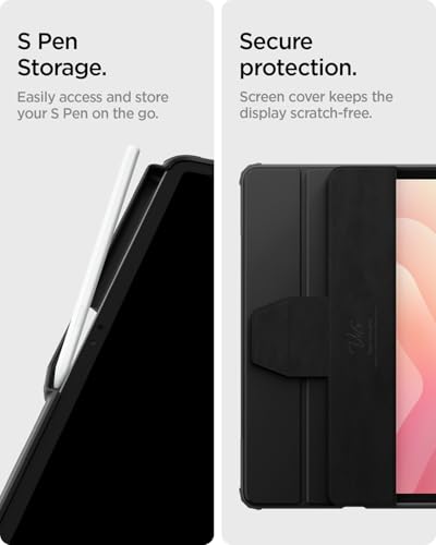 Image of Spigen for Galaxy Tab S11 Case (2025), Ultra Hybrid Pro Protective Tri-Fold Cover with Transparent Back and S Pen Holder, 11 Inch, Black