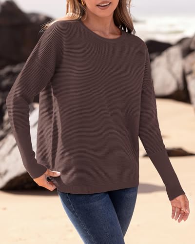 Image of BTFBM Fall Sweaters for Women 2026 Casual Long Sleeve Sweater Striped Loose Fit Pullover Tops