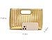 MUDUO Women's Woven Evening Bag Casual Leather Shoulder Handbag Fashion Clutch Purse (Wheat Gold)