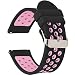 Universal 18mm 20mm 22mm 24mm Width Silicone Watch Band Replacement, Choose Size and Color (20mm, Black-Pink)