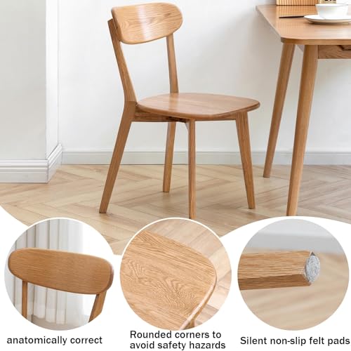 Sillas de comedor de madera de roble estables para estudio y dormitorio 5