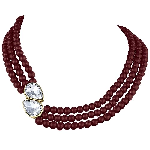 Image of Peora Faux Pearl Crystal Necklace & Jewellery Set Gift for Women