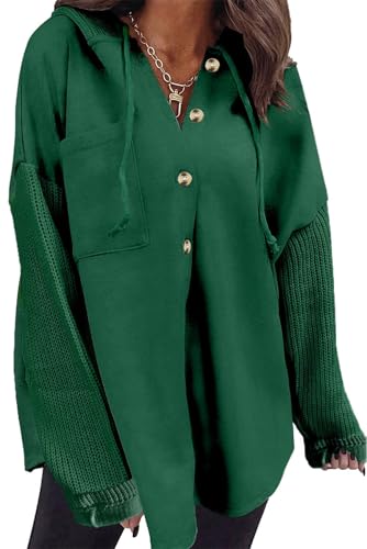 Image of SHEWIN Women Oversized Hooded Sweatshirt Loose Fit Casual Button Hoodies with Pocket 2026