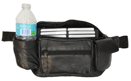 Sac banane en cuir souple noir Marshal de haute qualité avec porte-bouteille pratique